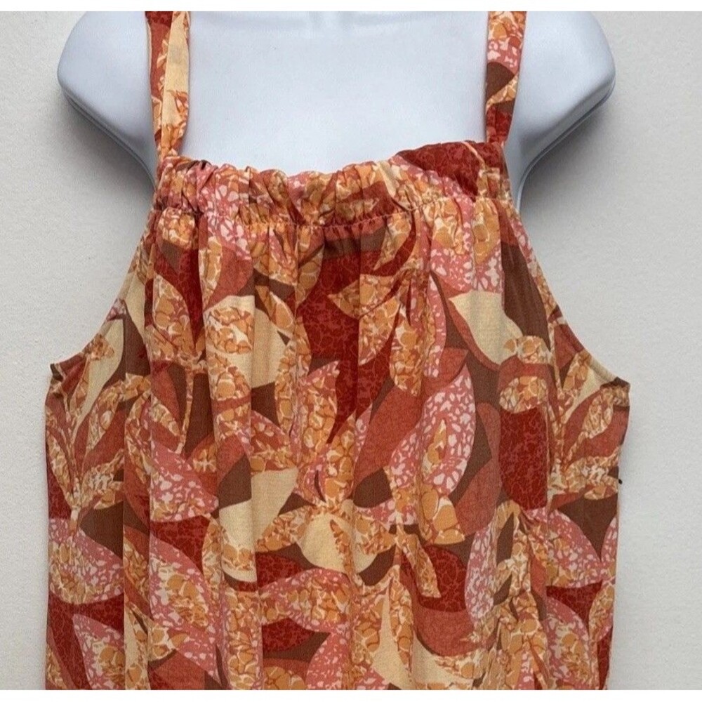 Nine West XXL Squareneck Trapeze Shift Sunset Stripe Pink Brown Yellow Dress NWT
